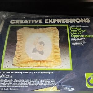 NOS Vtg Creative Expressions Wild Rose Whisper Pillow Quilting Kit 4142 12x12